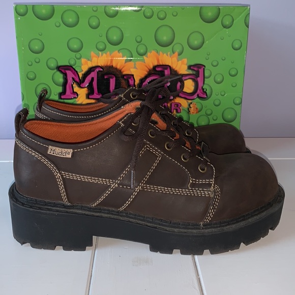 Vintage 90’s Mudd Chunky Platform Donnie Brown Oxford Style Shoes Deadstock Y2K - Picture 3 of 17